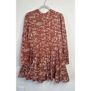 The Shirt Rochelle Behrens Drop Waist Mini Dress Sz L Long Sleeve Preppy Flowy‎